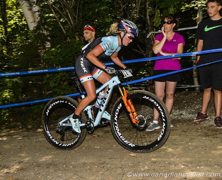 Emily Batty (Trek Factory Team) riding to the win