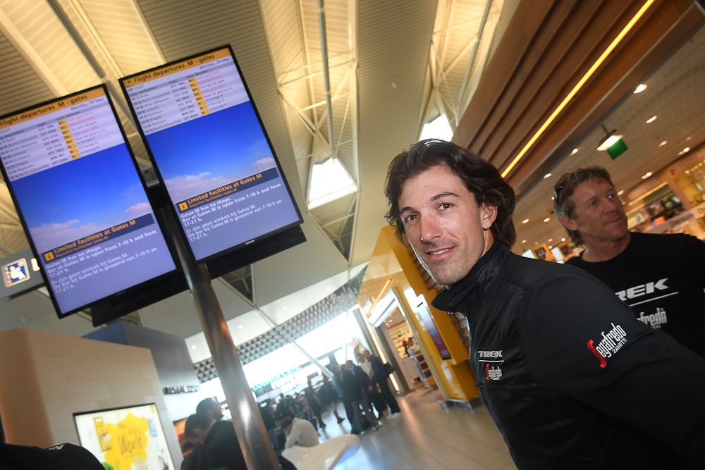 Fabian Cancellara looks for the correct gate.