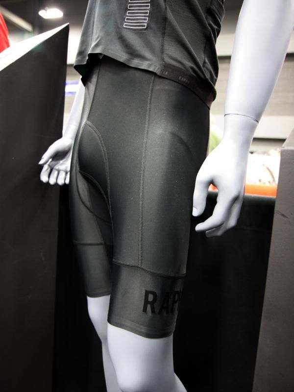 The matching Rapha pro shorts use a slimmer chamois and wide leg bands.