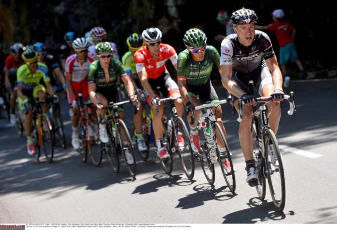 Jens Voigt (Trek) leads the breakaway during stage 17