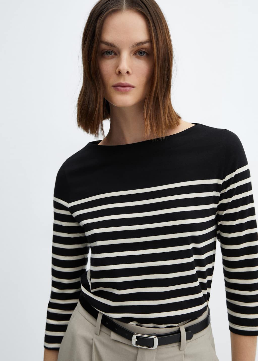 Striped boat-neck t-shirt