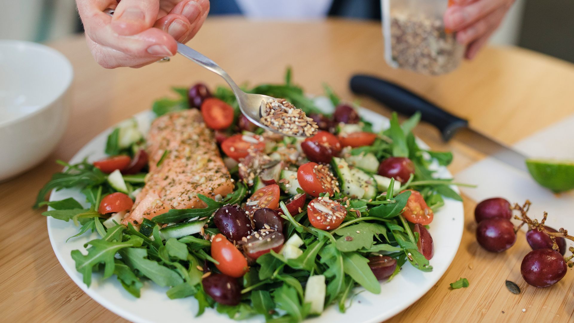 flavoured salt over the top of salad