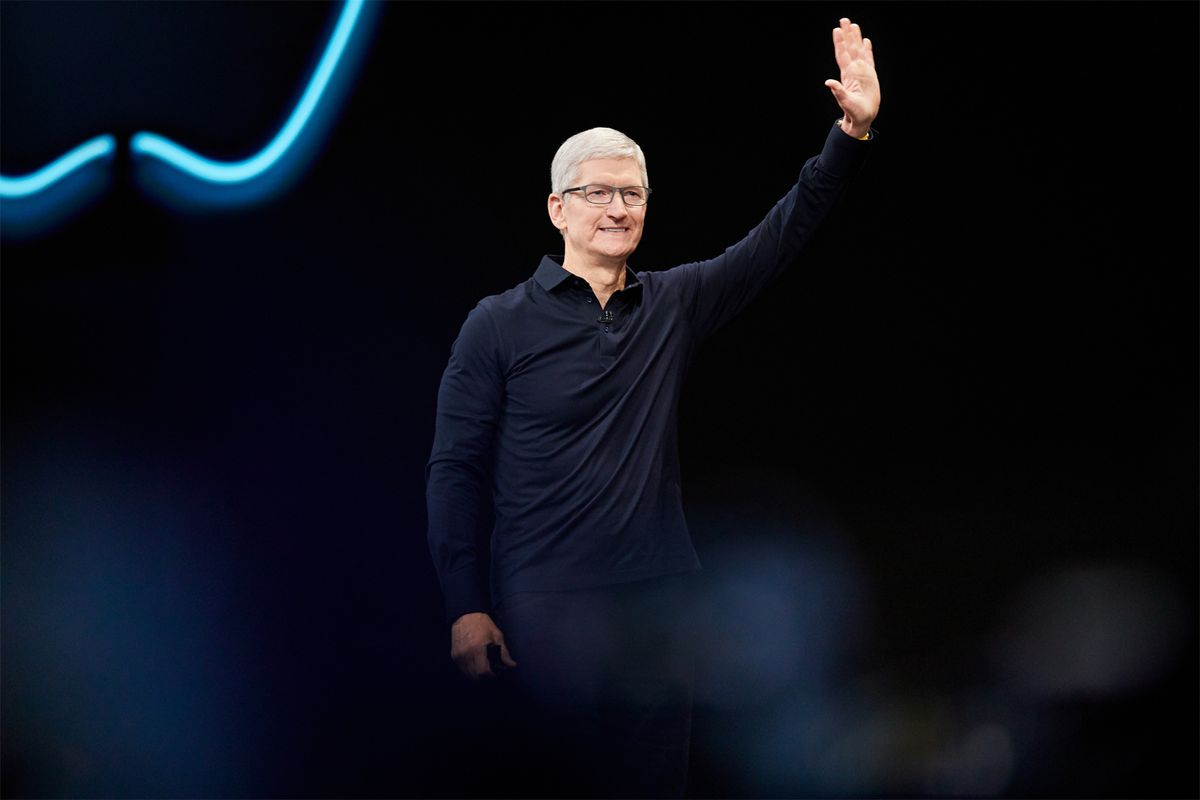 Tim Cook on stage at WWDC 2019