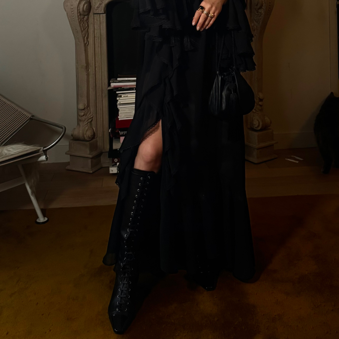 Christina Grasso wearing Victorian boots