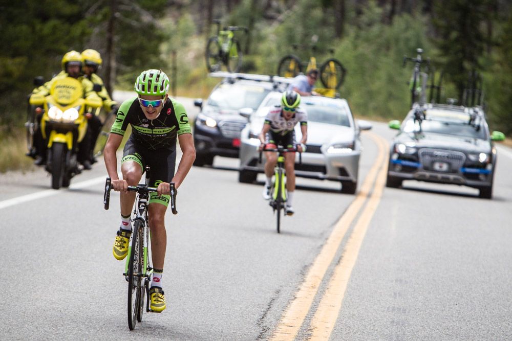 Nathan Brown (Cannondale) drops Gregory Daniel (Axeon) on the final climb.