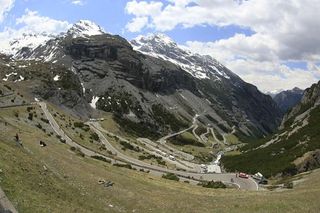 Many switchbacks take racers up the Passo dello Stelvio