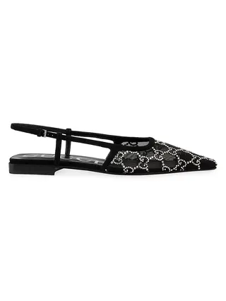 Gg Monogram Mesh 
Suede Ballerina Flats