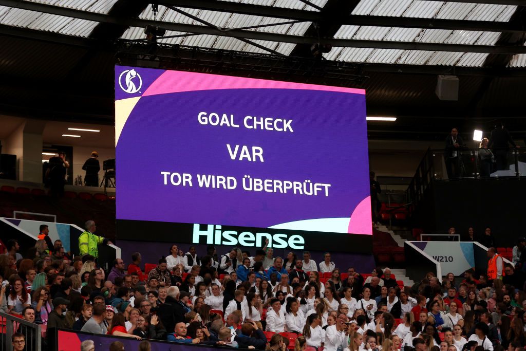 Women&#039;s Euro 2022: Is goal-line technology in operation? VAR Goal Check after Bath Mead of England scored a goal to make it 1-0 during the UEFA Women&#039;s Euro England 2022 group A match between England and Austria at Old Trafford on July 6, 2022 in Manchester, United Kingdom.