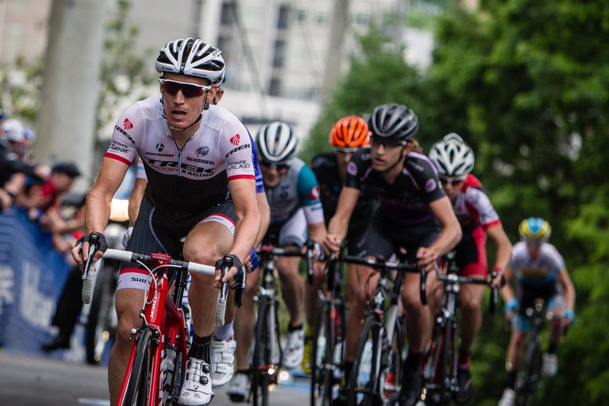Matt Busche (Trek) at the front of the break.
