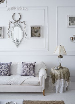 French-style white living room