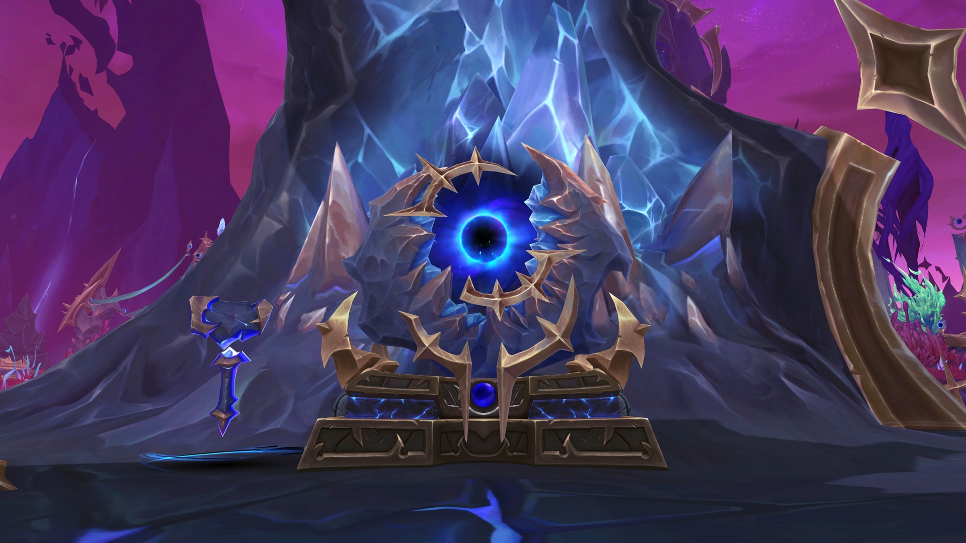 The voidforge in World of Warcraft, a strange arcane forge used to upgrade gear.