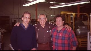 (l-r) Blanda, early Fender innovator Freddie Tavares and then-Senior Design Engineer John Page, circa 1985