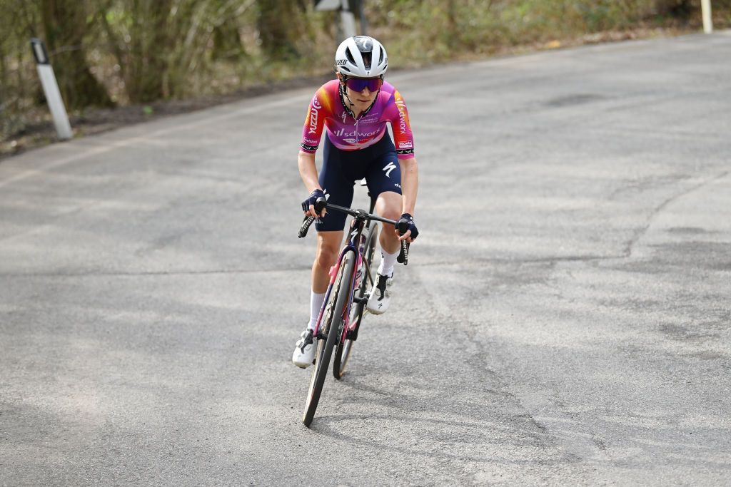 CITTIGLIO ITALY MARCH 17 Niamh FisherBlack of New Zealand and Team SD WorxProtime competes during the 25th Trofeo Alfredo BindaComune di Cittiglio 2024 Womens Elite a 1405km one day race from Maccagno con Pino e Veddasca to Cittiglio UCIWWT on March 17 2024 in Cittiglio Italy Photo by Dario BelingheriGetty Images