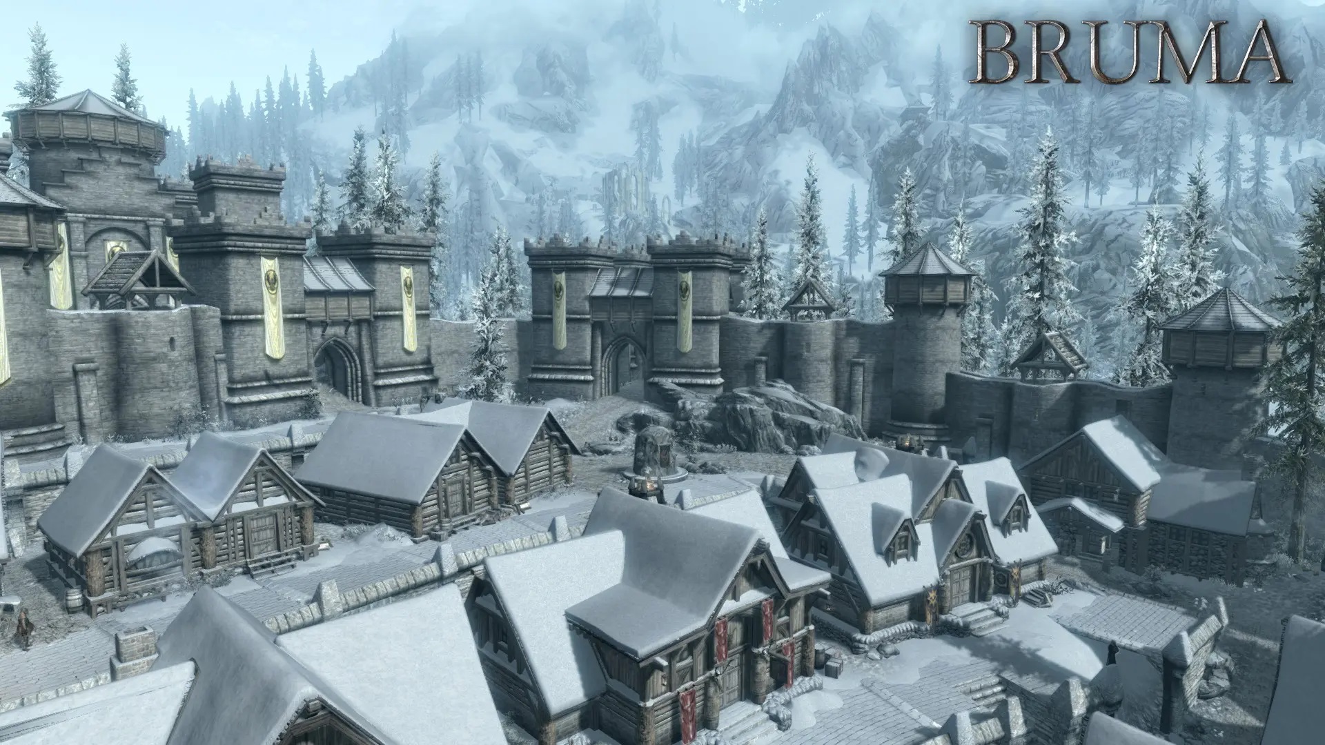 Mira la aldea de Bruma construida en el registro de Skyrim.