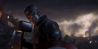 Captain America with Mjolnir in Avengers: Endgame