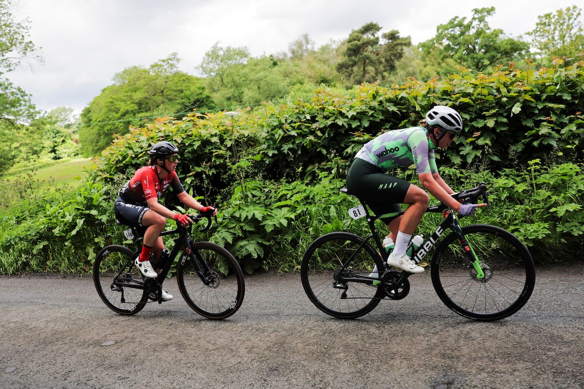 The breakaway pair of Madelaine Leech (Lifeplus Wahoo) and Jo Tindley (Pro-Noctis-200&deg; Coffee-Hargreaves Contracting)