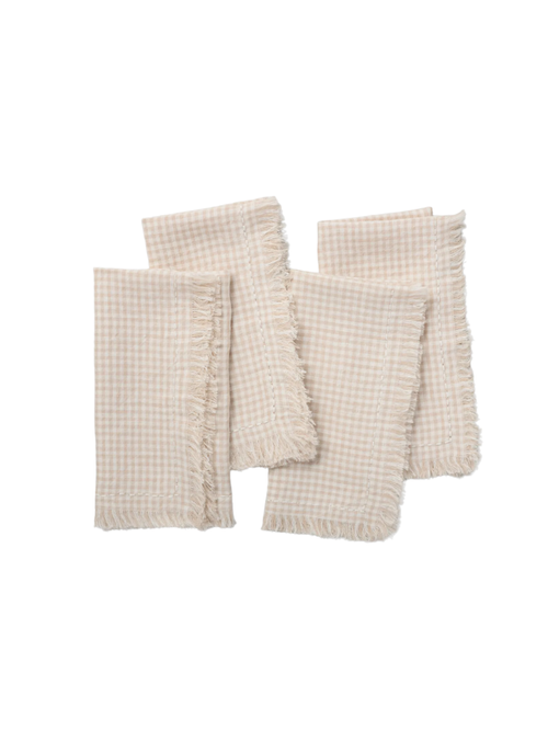 Gingham Linen Napkins, Set of 4