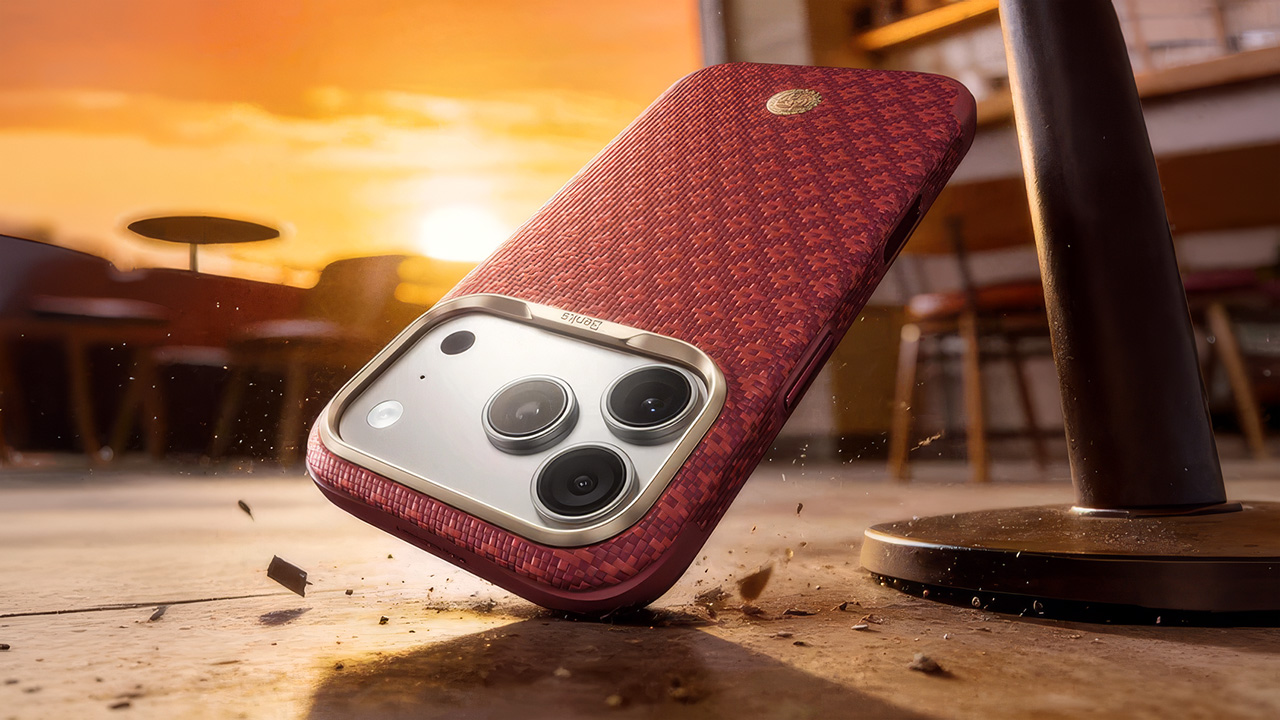 Benks ArmorEdge iPhone case in red (hitting the ground)