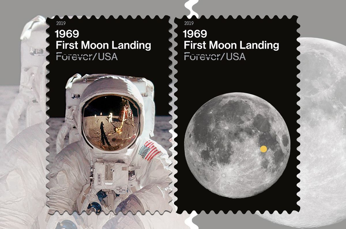 The U.S. Postal Service will commemorate the 50th anniversary of the first moon landing with a new pair of postage stamps.