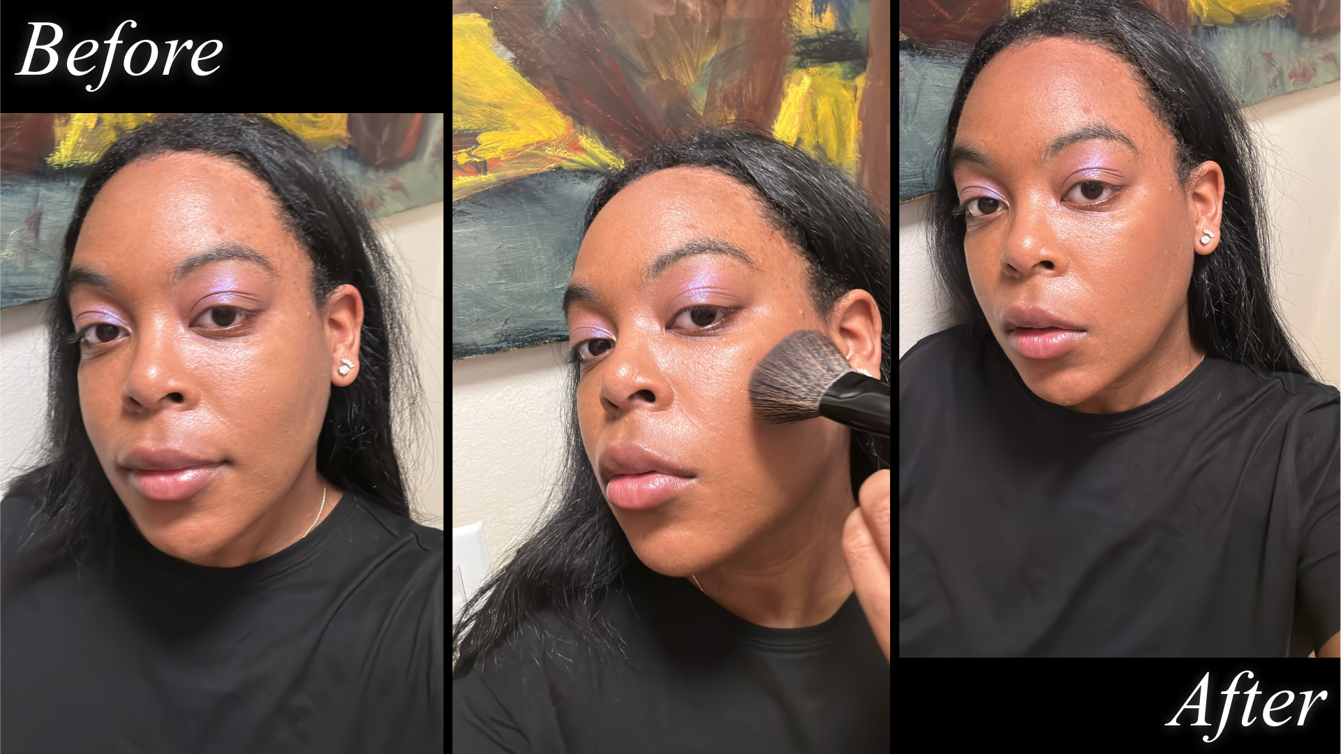 Ariel Baker testing Makeup by Mario Soft Sculpt Bronzer.