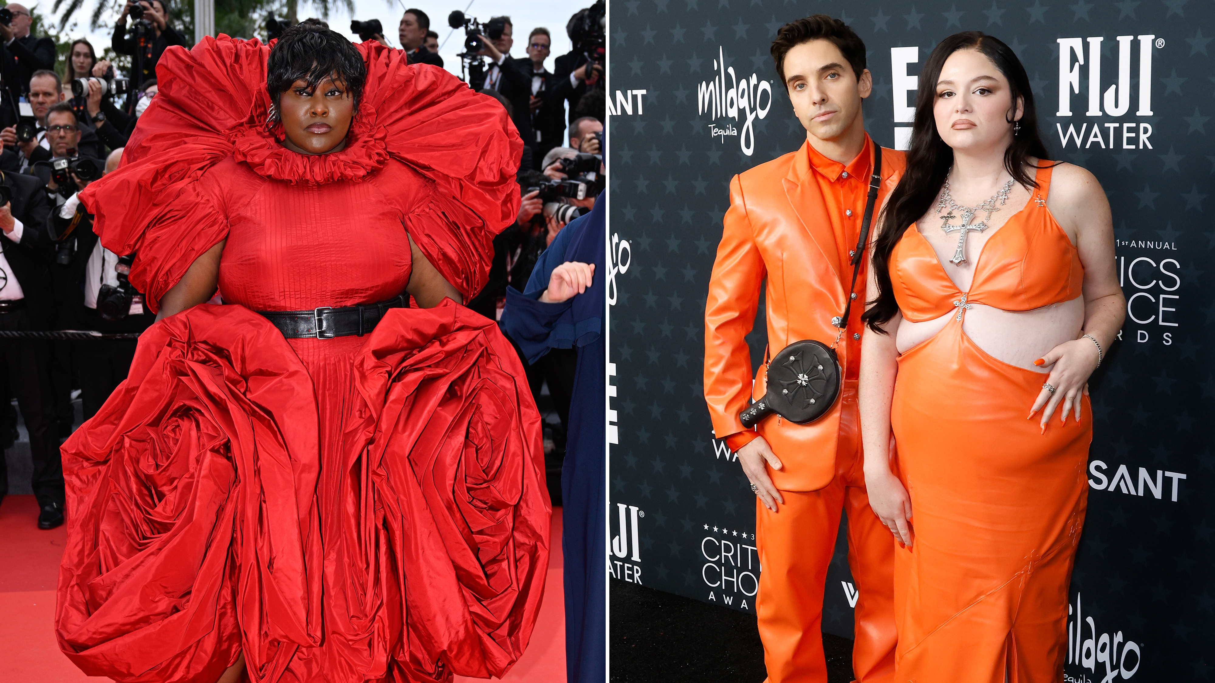 Yseult attends the 2023 Cannes red carpet and Meg Stalter at the 2026 Critics' Choice Awards