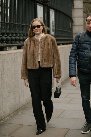 faux fur cropped jacket outfit