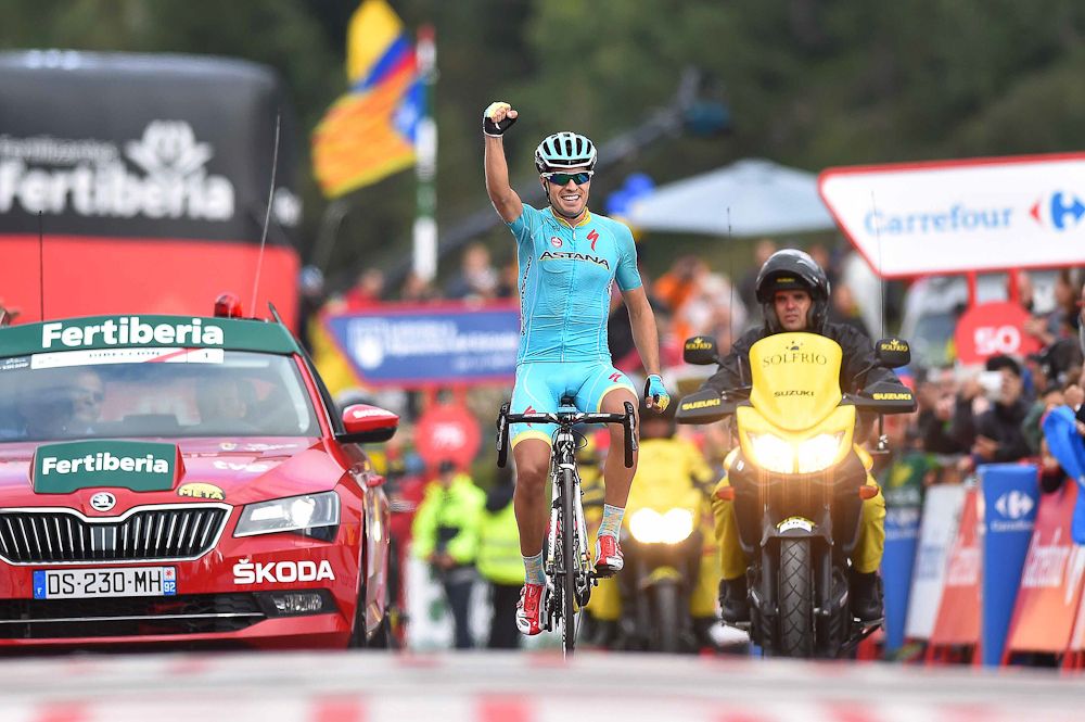 Mikel Landa (Astana) wins stage 11 of the 2015 Vuelta a Espana.