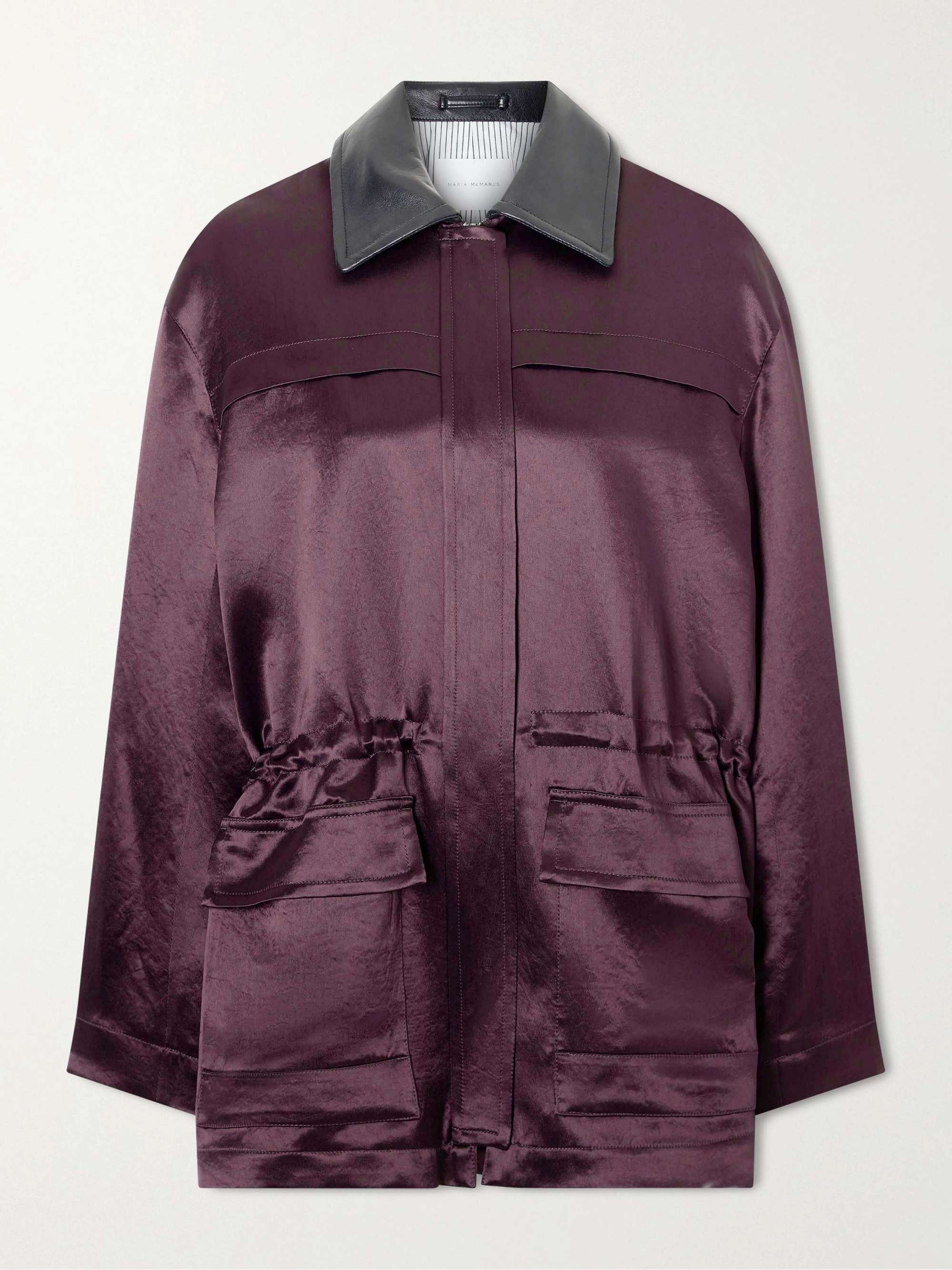 Leather-Trimmed Sateen Jacket