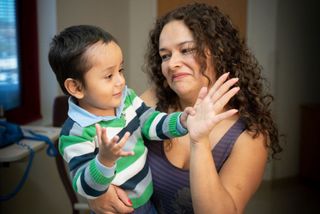 Two-year-old Gael, who was born with a severe immune disorder, now has a functioning immune system after treatment with an experimental gene therapy. Above, Gael with his mother Giannina Alva.