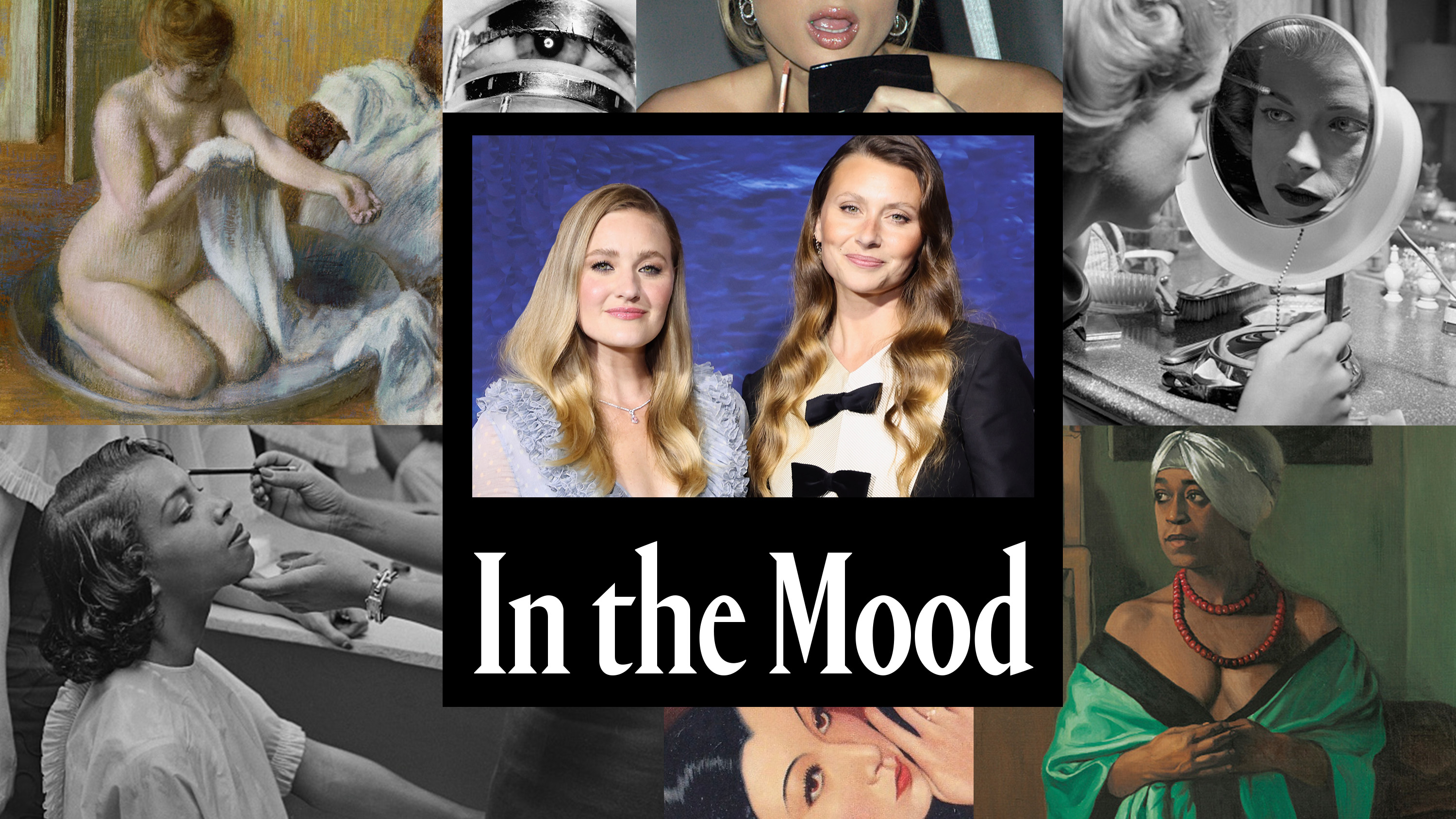 aly and aj michalka in the mood text on an art treatment with vintage photos of beautiful women