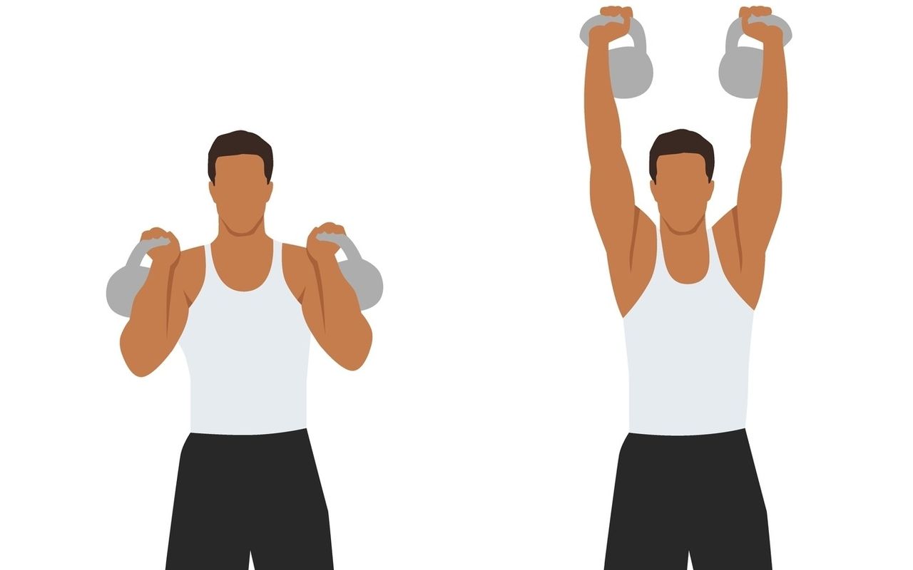 Image of a person performing a kettlebell overhead press