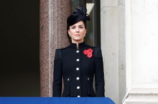Britain's Catherine, Duchess of Cambridge, attends the Remembrance Sunday ceremony at the Cenotaph on Whitehall in central London, on November 8, 2020