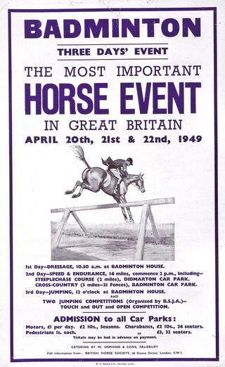 The inaugural Badminton Horse Trials 1949 poster.. Credit: Badminton Horse Trials