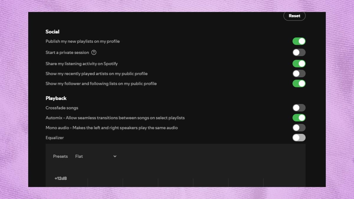Spotify audio settings