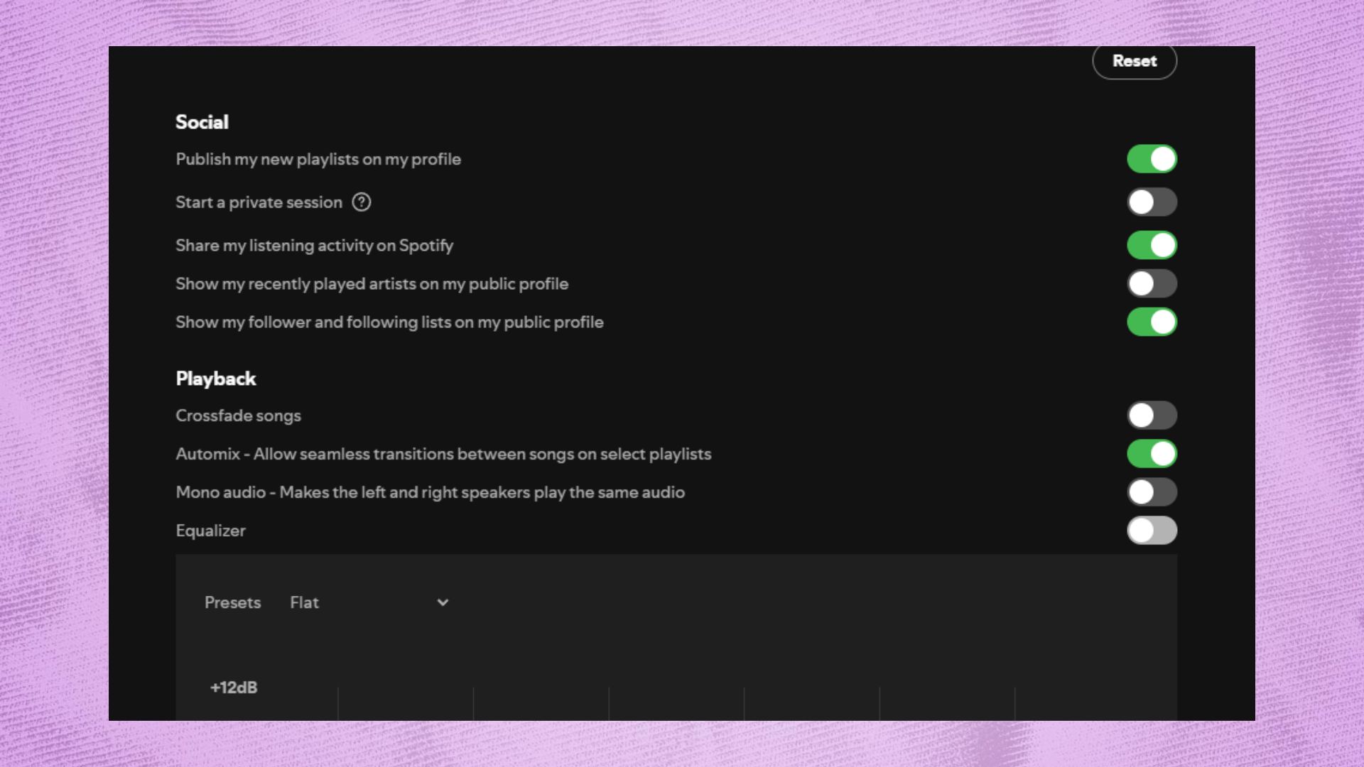 Spotify audio settings