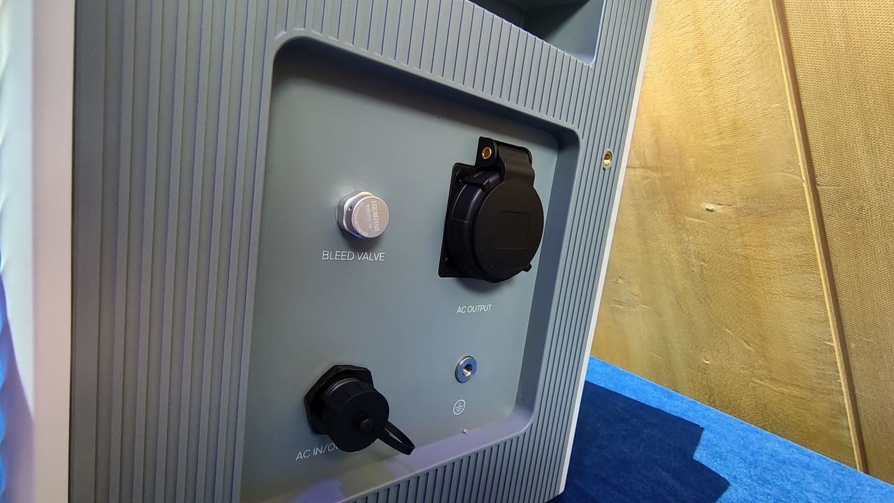 The Bluetti Balco series on a table showing ports and size