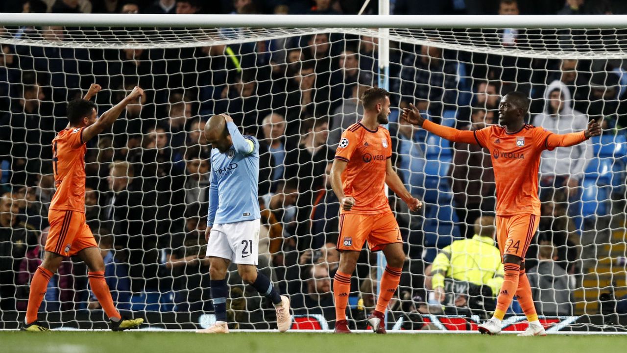 Man City 1 Lyon 2 Champions League group F