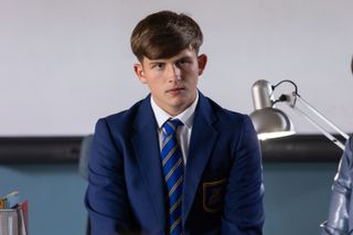 Charlie Dean is questioned by the police in Hollyoaks. 
