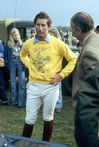 Charles is seen sporting a very on-trend statement sweater and cool layering - back in the 1970s