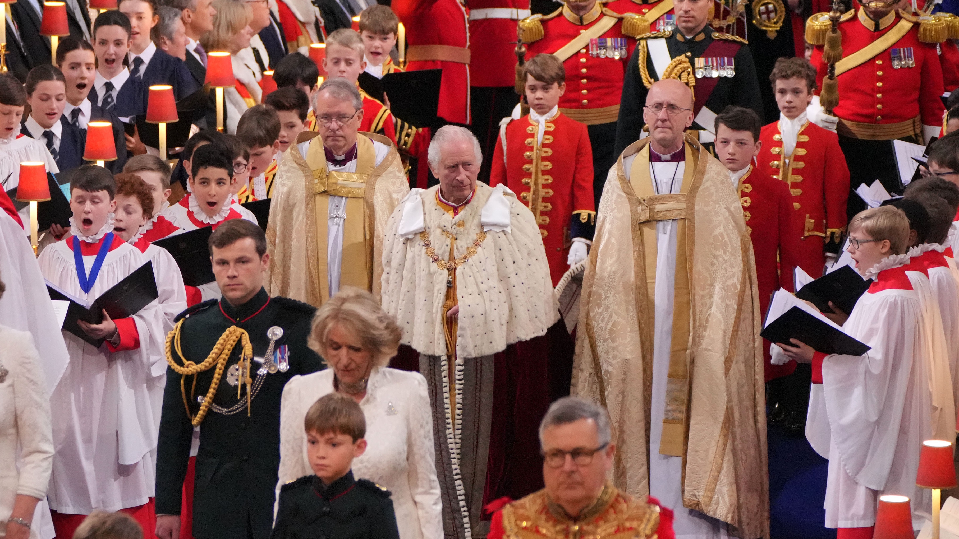 King Charles III arrives at Westminster Abbey, in central London on May 6, 2023, for his coronation