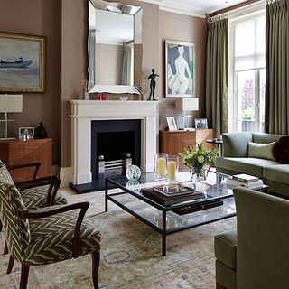 living room with bespoke coffee table and chair