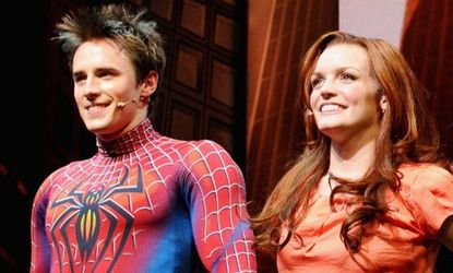 "Spider-Man: Turn Off The Dark" cast members bow during a summer performance: The critically savaged, $75-million production had an impressive $2 million box-office gross last week. 