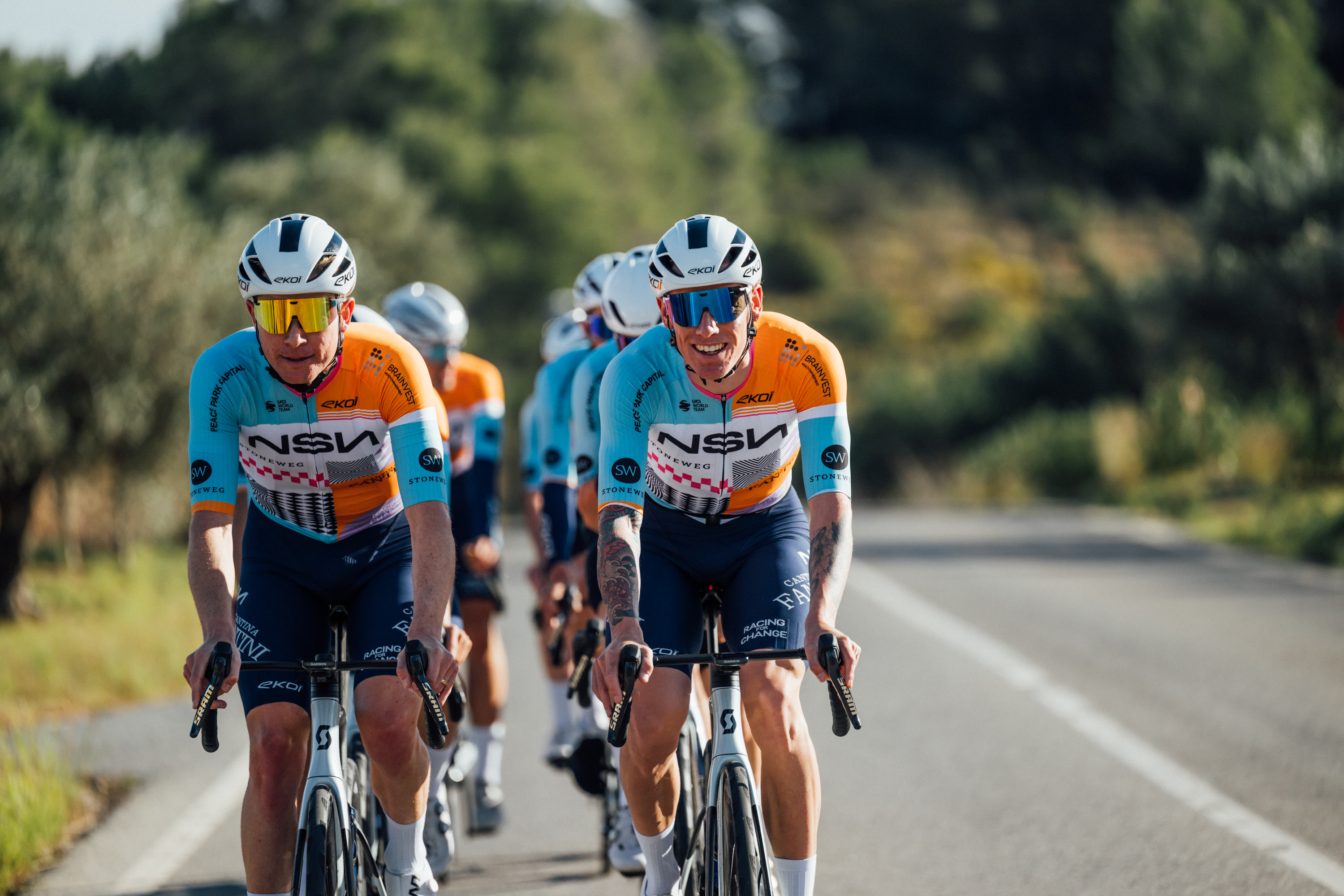 Male riders in the new NSN Cycling kit