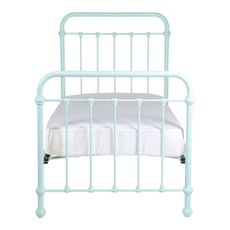 Oliver Single Bed and Lewis Mattress, steel frame in a duck egg colour