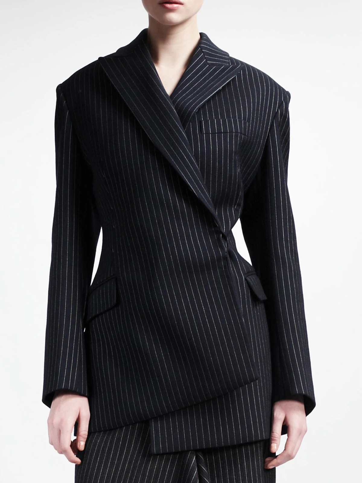 Stella McCartney , Pinstripe Asymmetric Blazer 38