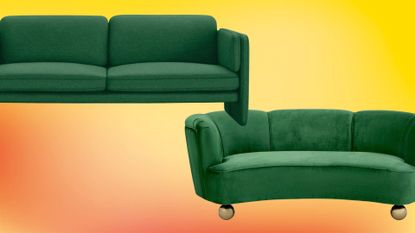 green sofas