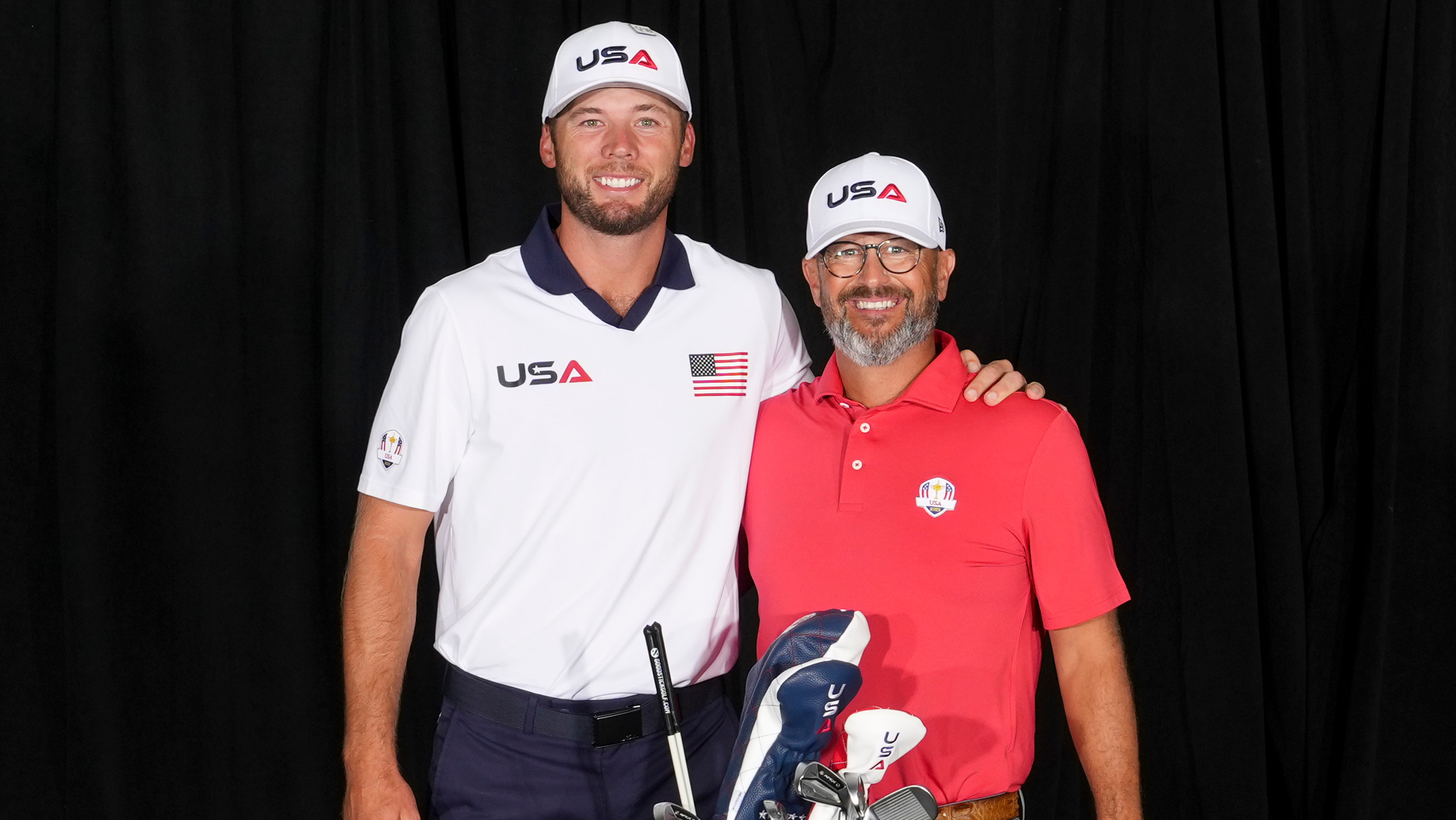 Sam Burns and his swing coach Brad Pullin