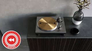 Technics turntable with Rewind logo