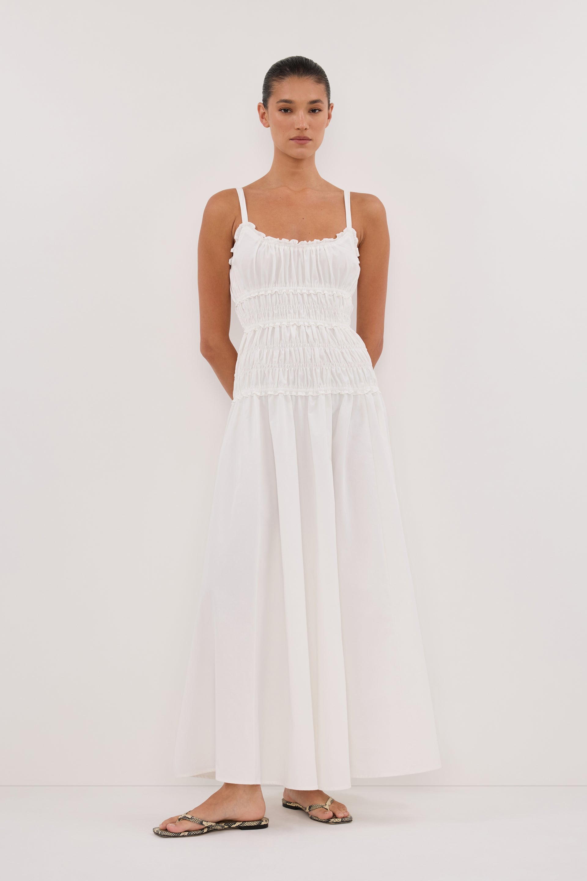 Toby White Cotton Midi Dress - 2 / White