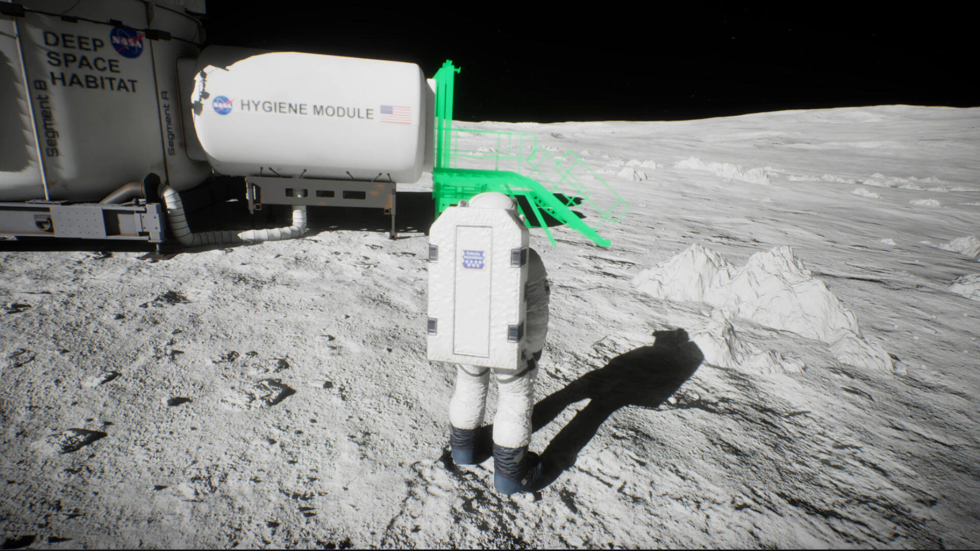 A screenshot from in-development space videogame Moonshot